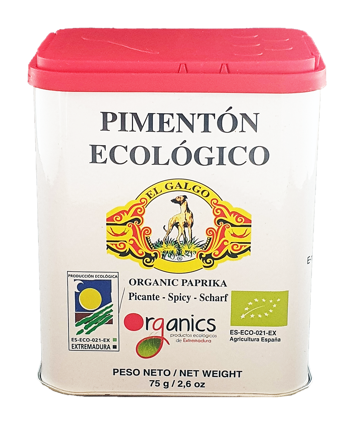Organic Spanish Hot Paprika 75g tin.