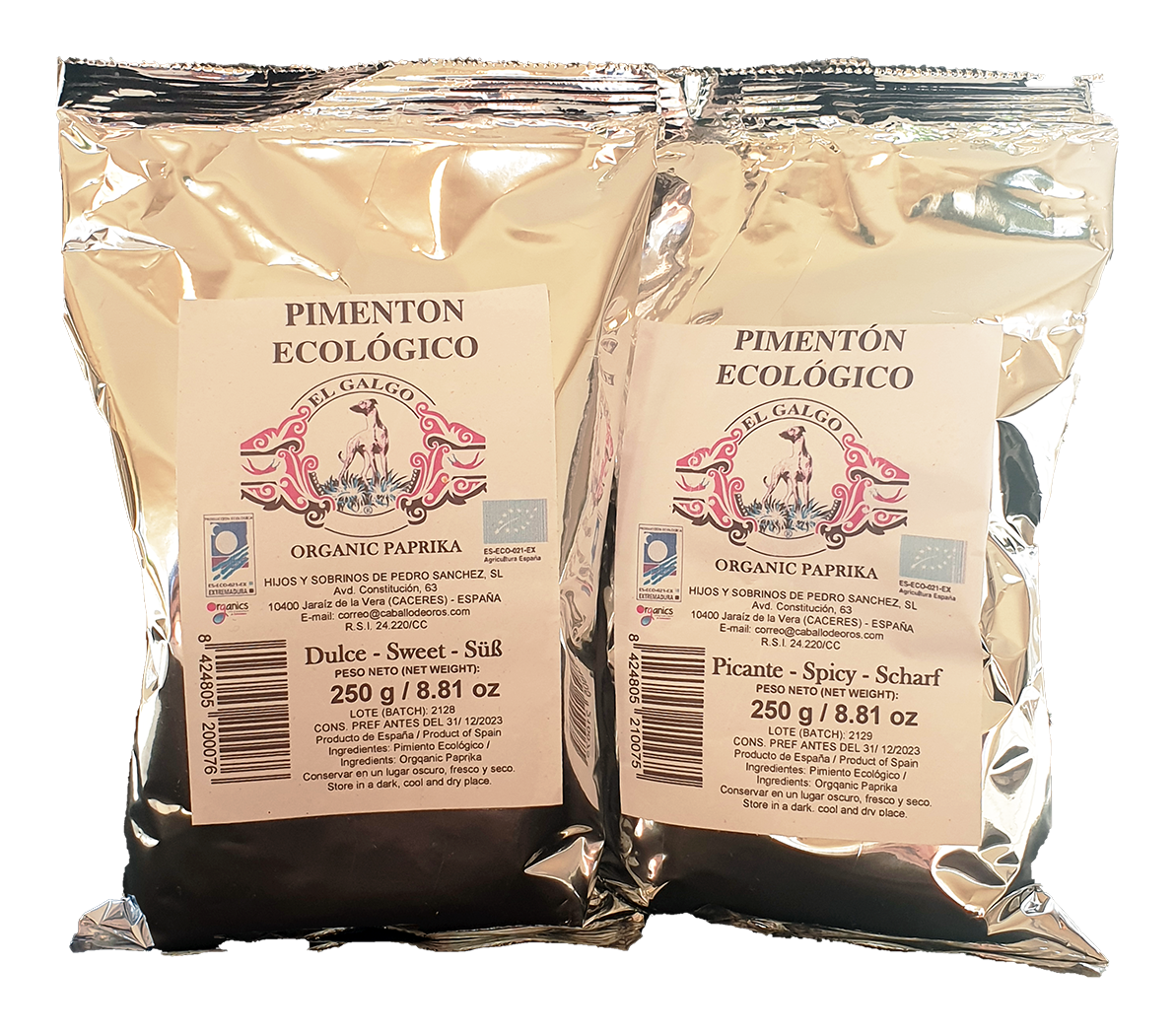 Organic Spanish Hot & Sweet Paprika in 250g Catering Bags.