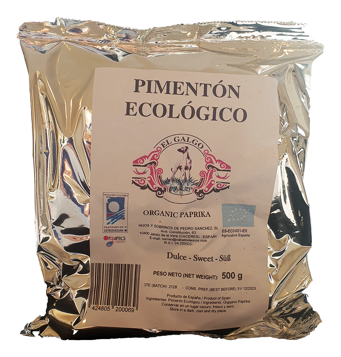 Organic Spanish Sweet Paprika In a 500g Catering Bag.